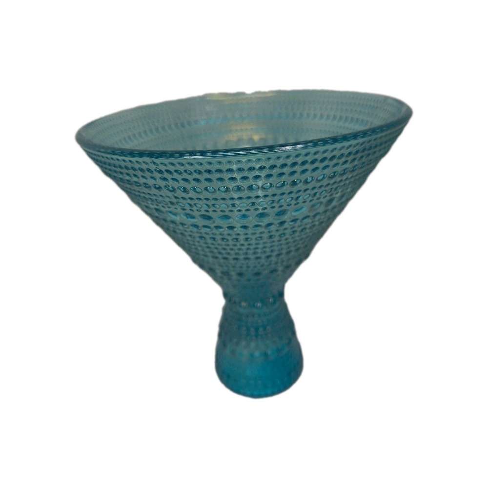 West Elm Jupiter Beaded Martini Glass Peacock Blue Hobnail Glass Single Replacem